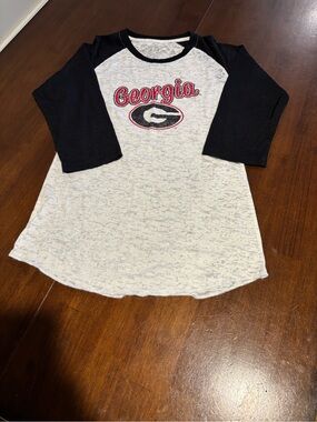 Georgia Black & White Raglan Sleeve Women’s Lightweight Shirt